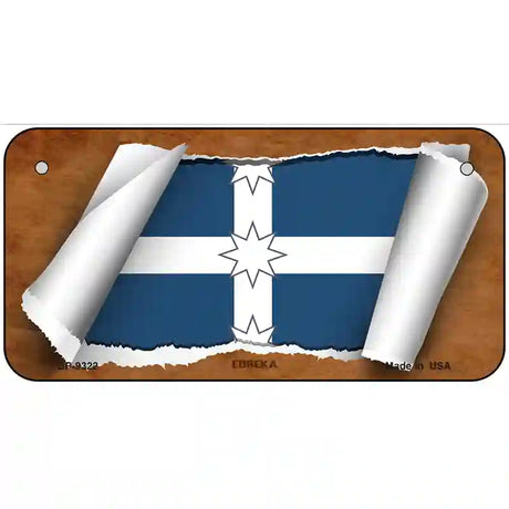 Eureka Flag Scroll Metal Novelty License Plate 6" x 3" (BP)