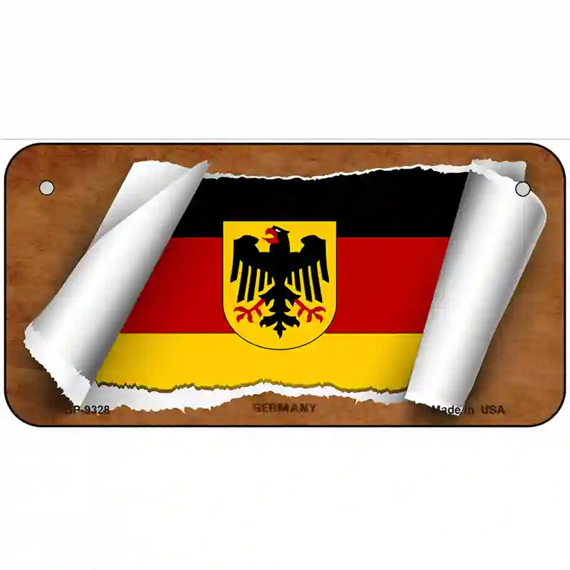 Germany Country Flag Scroll Metal Novelty License Plate 6" x 3" (BP)