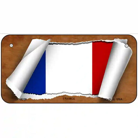 France Flag Scroll Metal Novelty License Plate 6" x 3" (BP)