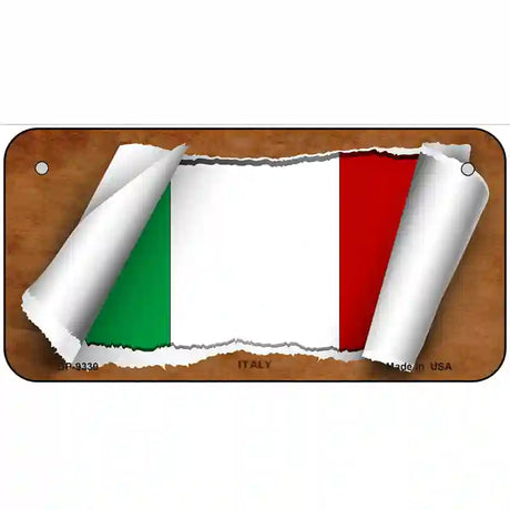 Italy Flag Scroll Metal Novelty License Plate 6" x 3" (BP)