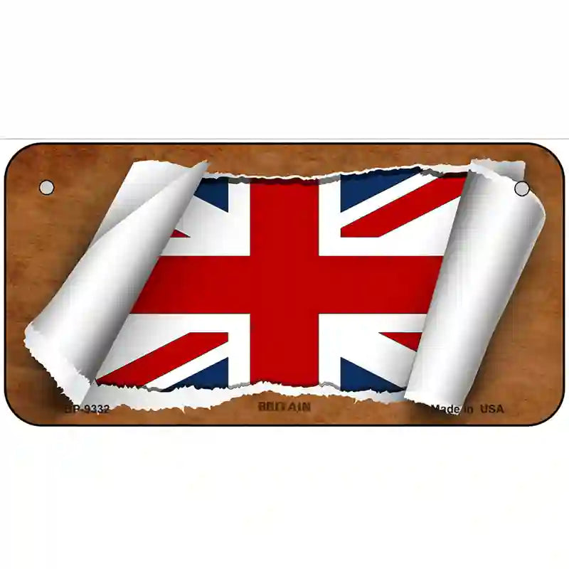 Britain Flag Scroll Metal Novelty License Plate 6" x 3" (BP)