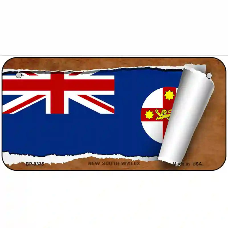 New South Wales Flag Scroll Metal Novelty License Plate 6" x 3" (BP)