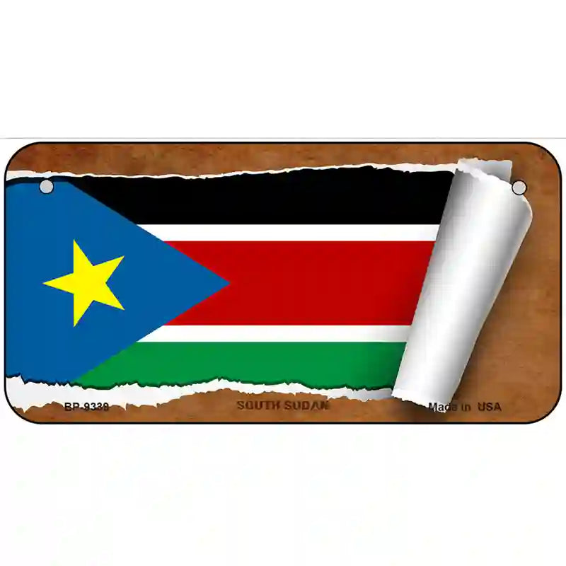 South Sudan Flag Scroll Metal Novelty License Plate 6" x 3" (BP)