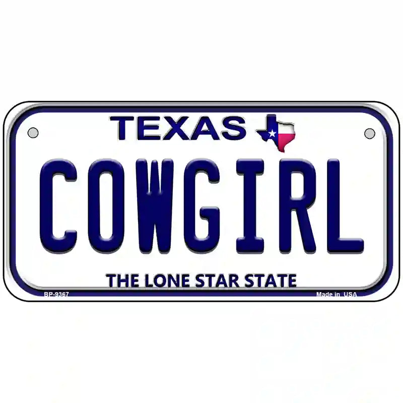 Cowgirl Texas Novelty Metal License Plate 6" x 3" (BP)