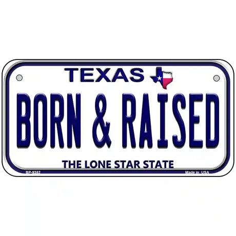 Born and Raised Texas Novelty Metal License Plate 6" x 3" (BP)