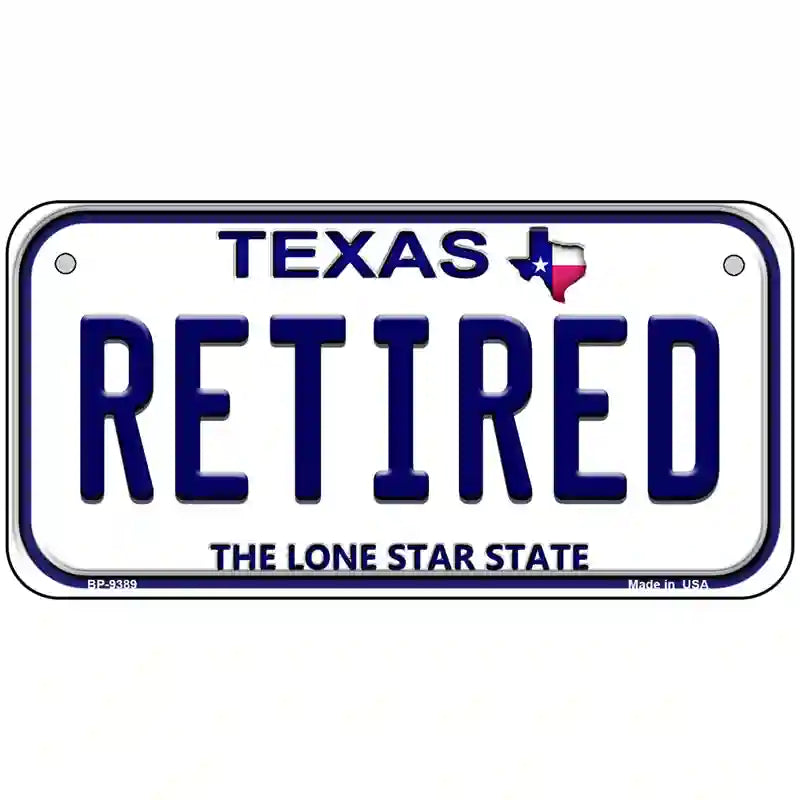 Retired Texas Novelty Metal License Plate 6" x 3" (BP)