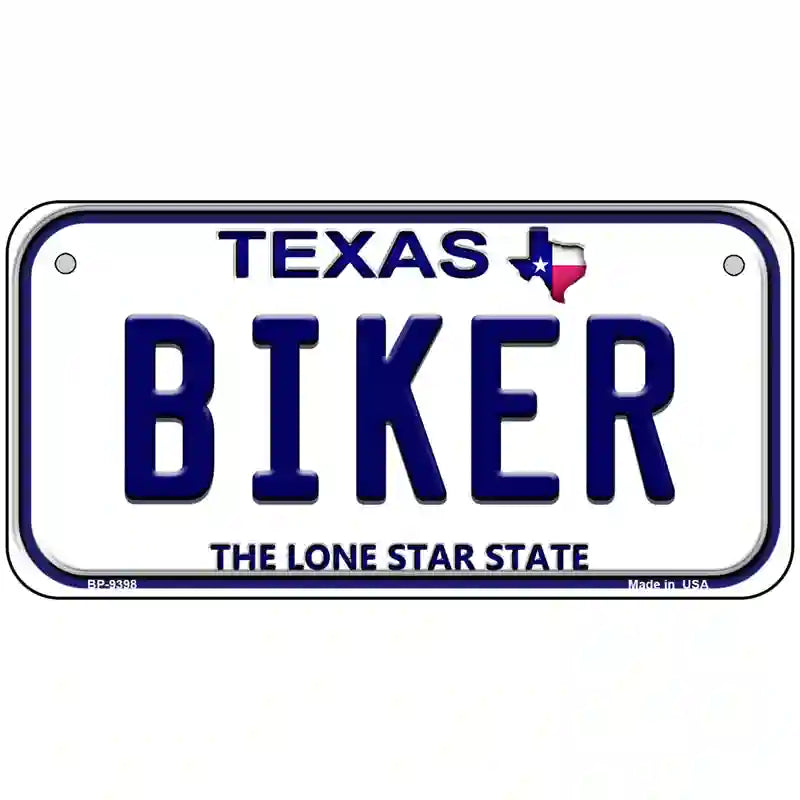 Biker Texas Novelty Metal License Plate 6" x 3" (BP)