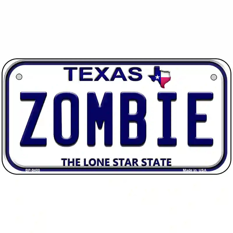 Zombie Texas Novelty Metal License Plate 6" x 3" (BP)