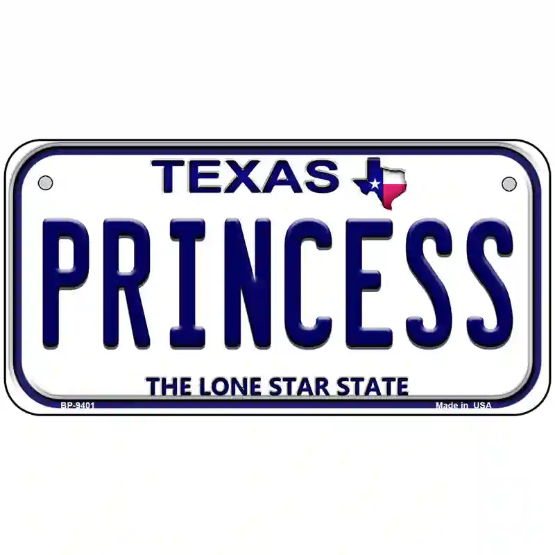 Princess Texas Novelty Metal License Plate 6" x 3" (BP)