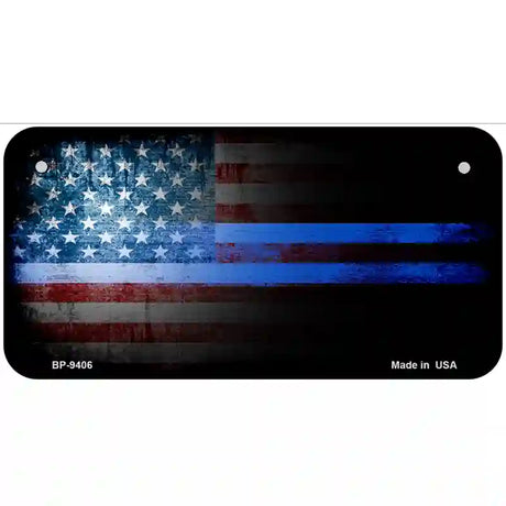 American Flag Police Novelty Metal License Plate 6" x 3" (BP)