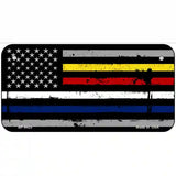 American Flag Police / Fire / EMS Novelty Metal License Plate 6" x 3" (BP)