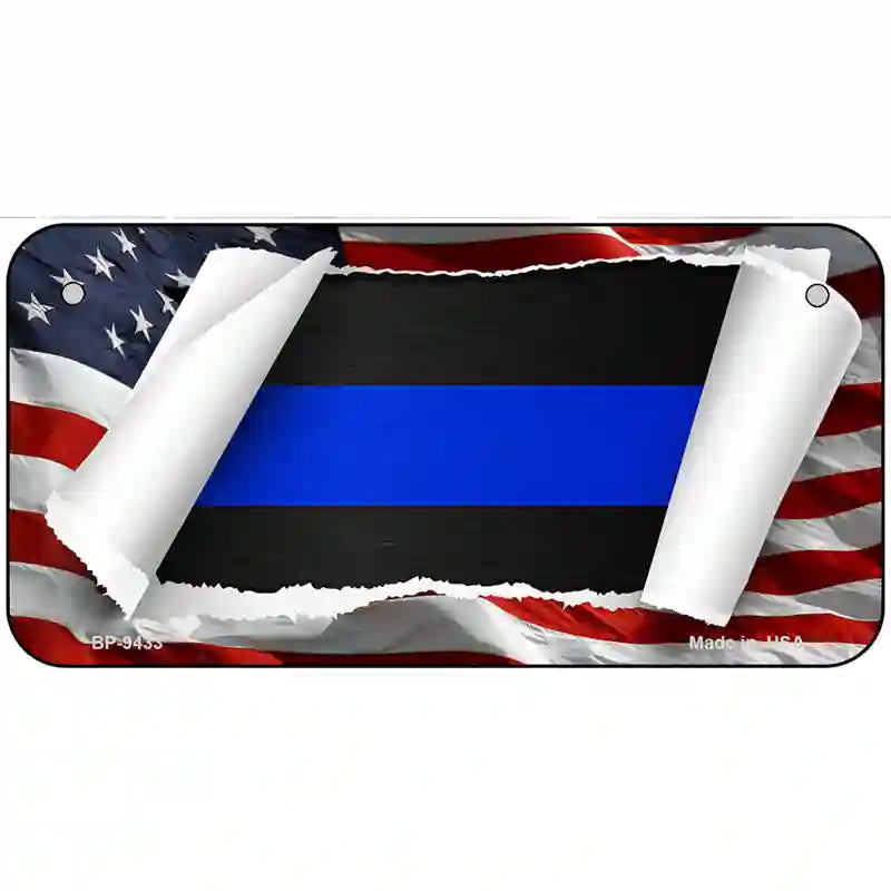 Thin Blue Line Scroll Metal Novelty License Plate 6" x 3" (BP)