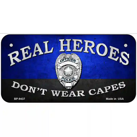 Real Heroes Blue Metal Novelty License Plate 6" x 3" (BP)