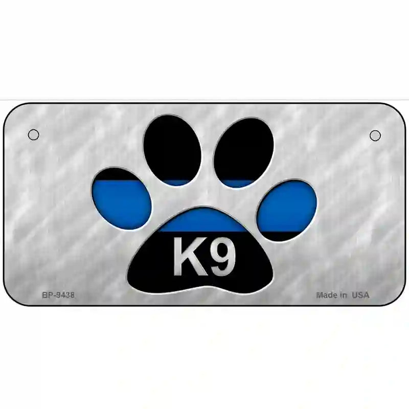 Thin Blue Line Paw K-9 Metal Novelty License Plate 6" x 3" (BP)