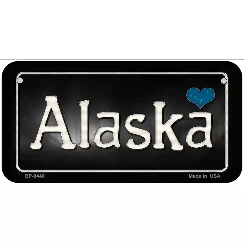 Alaska Flag Script Metal Novelty License Plate 6" x 3" (BP)