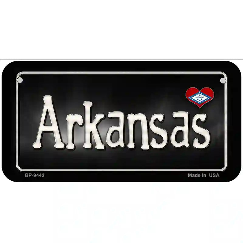 Arkansas Flag Script Metal Novelty License Plate 6" x 3" (BP)