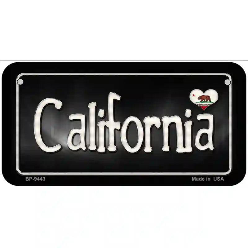 California Flag Script Metal Novelty License Plate 6" x 3" (BP)