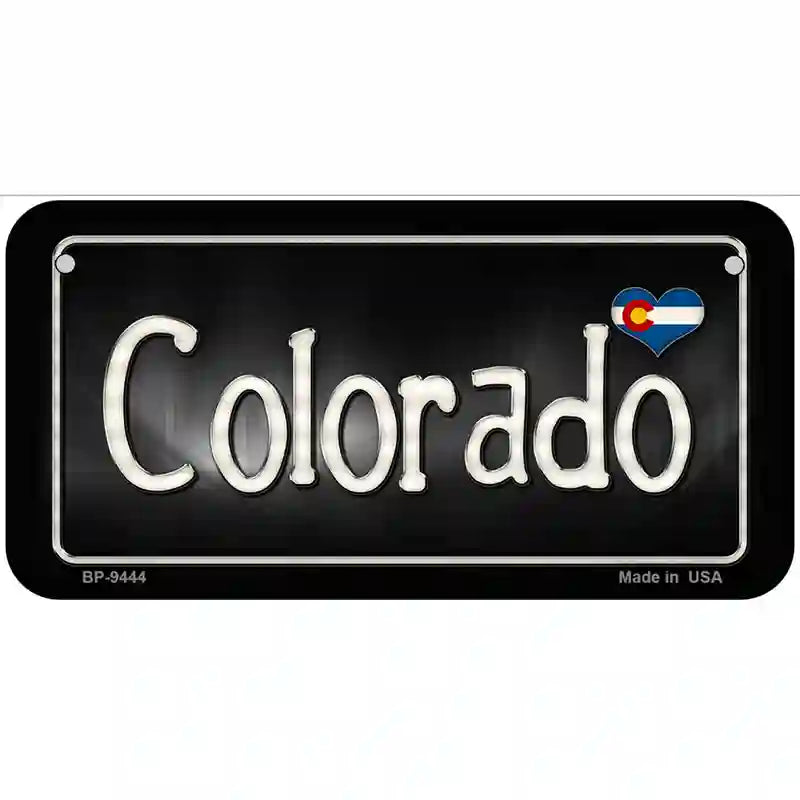 Colorado Flag Script Metal Novelty License Plate 6" x 3" (BP)