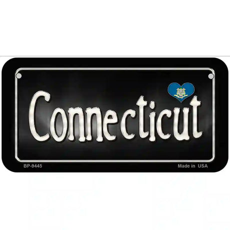 Connecticut Flag Script Metal Novelty License Plate 6" x 3" (BP)