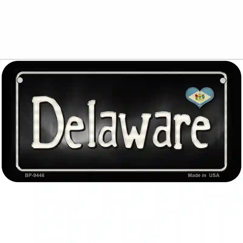 Delaware Flag Script Metal Novelty License Plate 6" x 3" (BP)