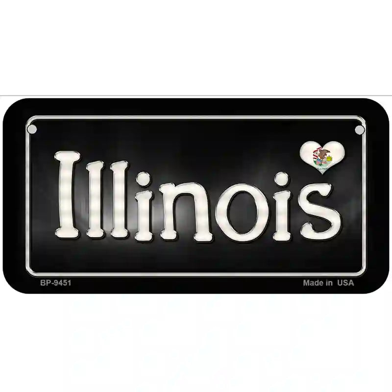 Illinois Flag Script Metal Novelty License Plate 6" x 3" (BP)