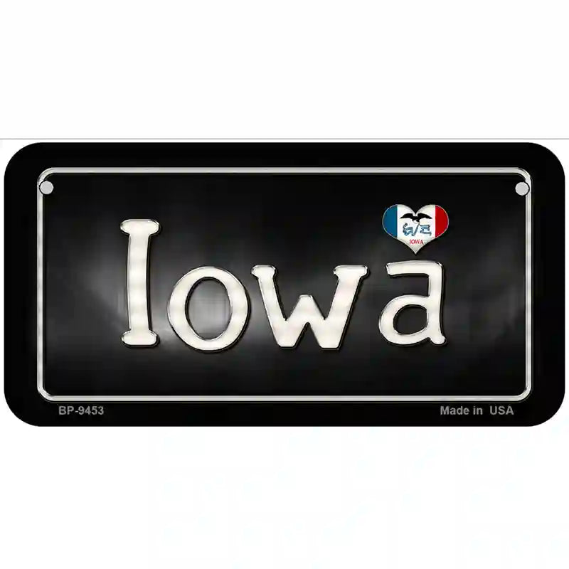 Iowa Flag Script Metal Novelty License Plate 6" x 3" (BP)