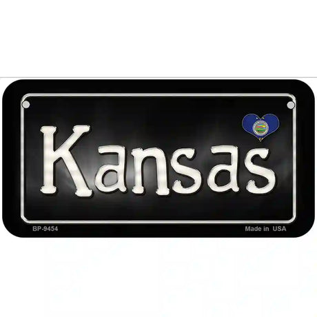 Kansas Flag Script Metal Novelty License Plate 6" x 3" (BP)