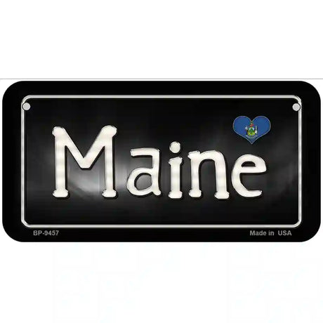 Maine Flag Script Metal Novelty License Plate 6" x 3" (BP)