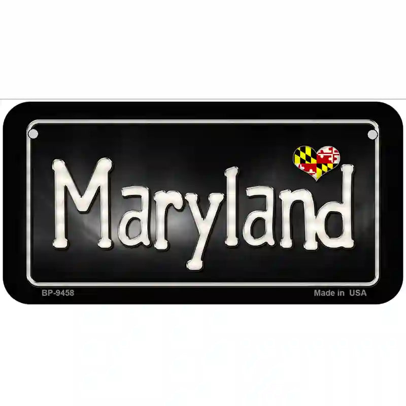 Maryland Flag Script Metal Novelty License Plate 6" x 3" (BP)