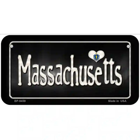 Massachusetts Flag Script Metal Novelty License Plate 6" x 3" (BP)