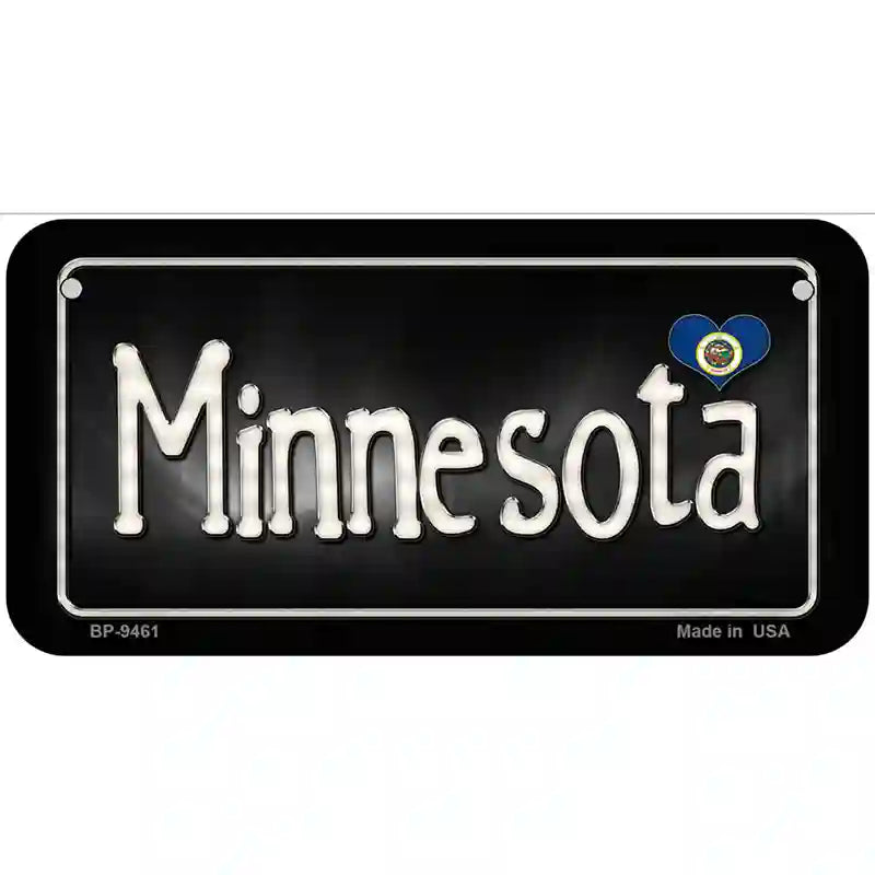 Minnesota Flag Script Metal Novelty License Plate 6" x 3" (BP)