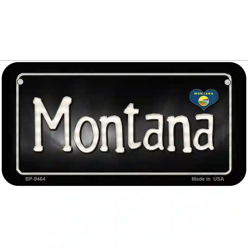 Montana Flag Script Metal Novelty License Plate 6" x 3" (BP)