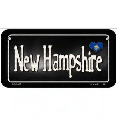 New Hampshire Flag Script Metal Novelty License Plate 6" x 3" (BP)