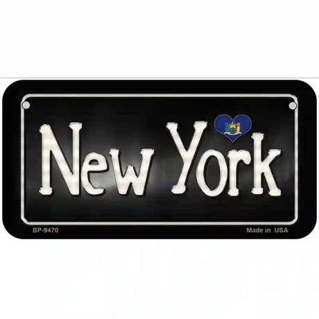 New York Flag Script Metal Novelty License Plate 6" x 3" (BP)