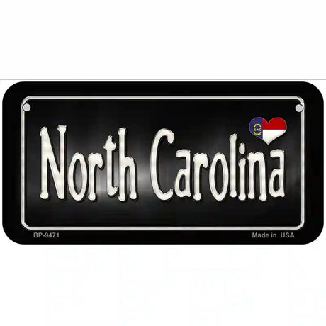 North Carolina Flag Script Metal Novelty License Plate 6" x 3" (BP)