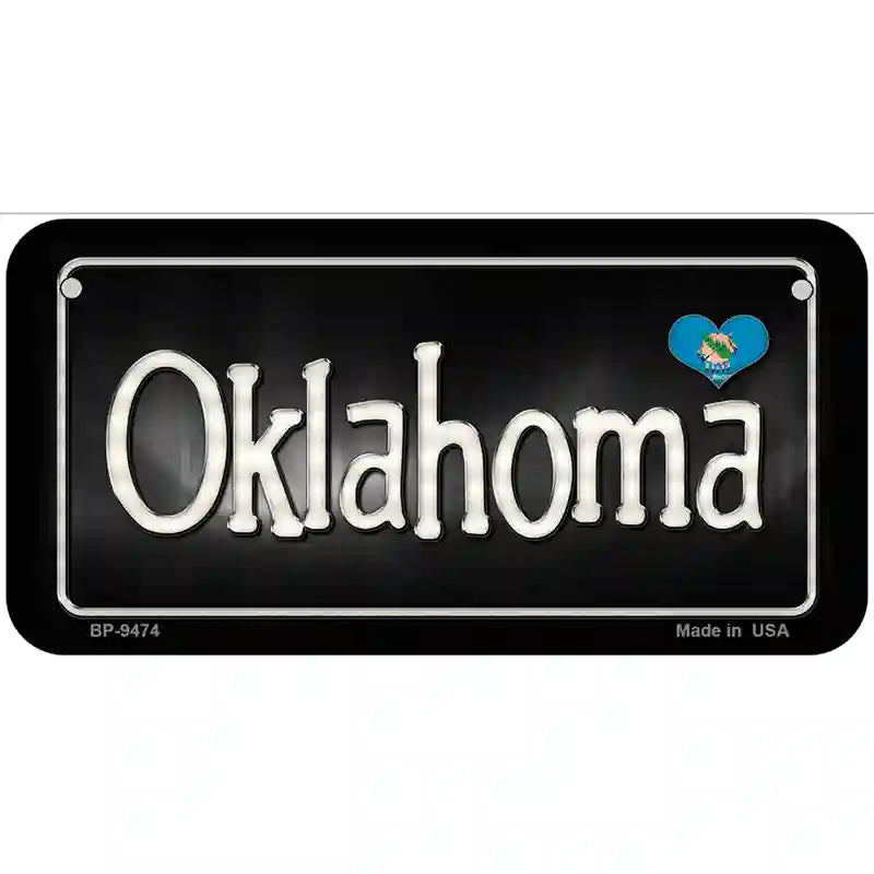 Oklahoma Flag Script Metal Novelty License Plate 6" x 3" (BP)