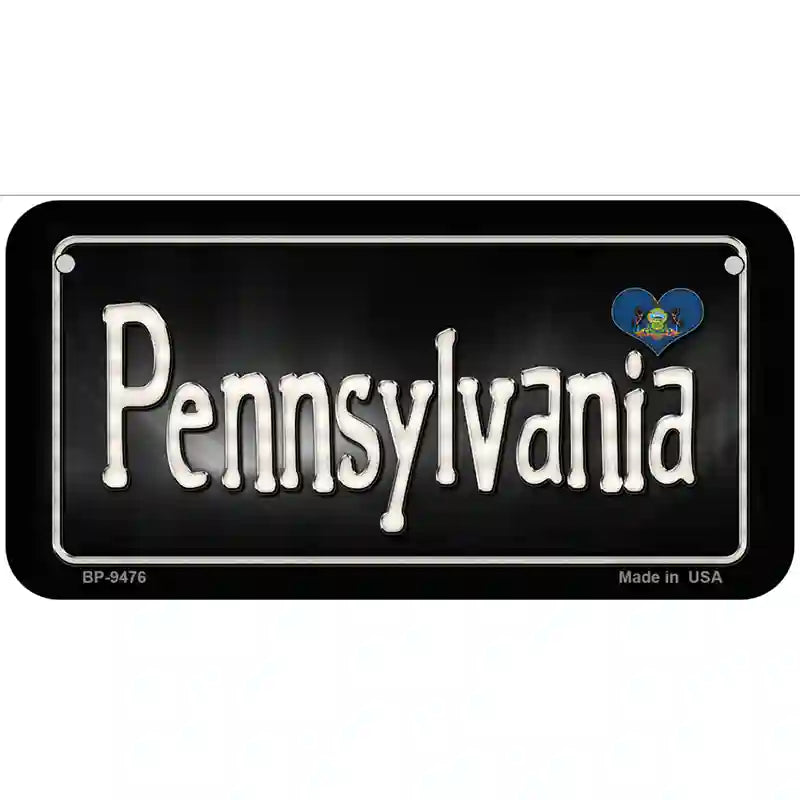 Pennsylvania Flag Script Metal Novelty License Plate 6" x 3" (BP)