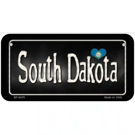 South Dakota Flag Script Metal Novelty License Plate 6" x 3" (BP)