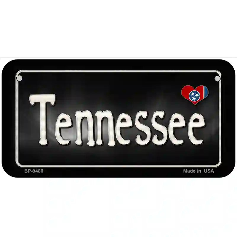 Tennessee Flag Script Metal Novelty License Plate 6" x 3" (BP)