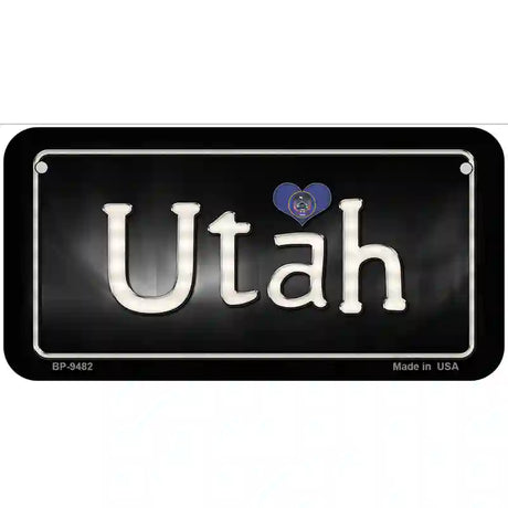 Utah Flag Script Metal Novelty License Plate 6" x 3" (BP)