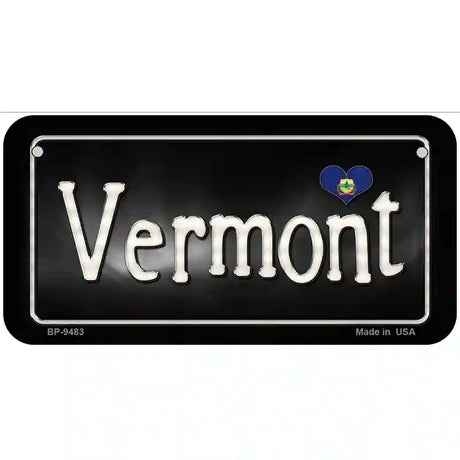 Vermont Flag Script Metal Novelty License Plate 6" x 3" (BP)