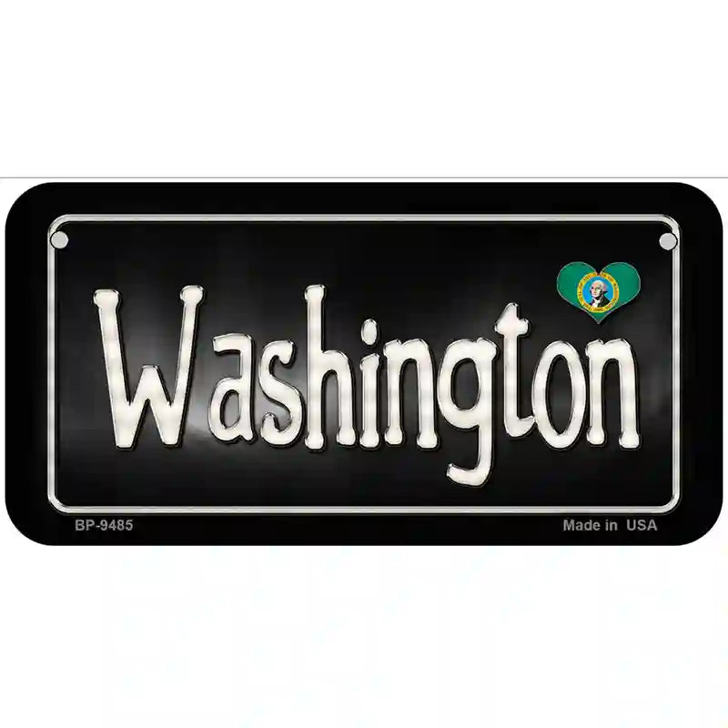 Washington Flag Script Metal Novelty License Plate 6" x 3" (BP)