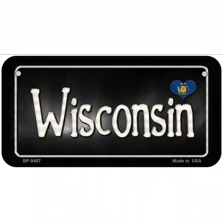 Wisconsin Flag Script Metal Novelty License Plate 6" x 3" (BP)