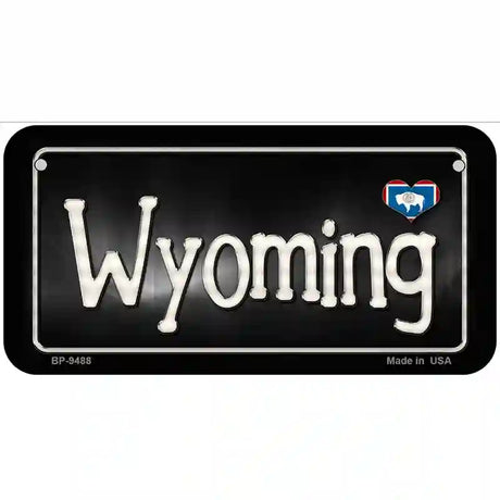 Wyoming Flag Script Metal Novelty License Plate 6" x 3" (BP)