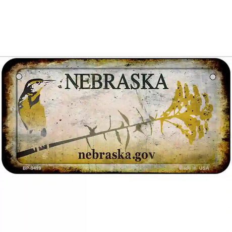 Nebraska Blank Rusty Novelty Metal License Plate 6" x 3" (BP)