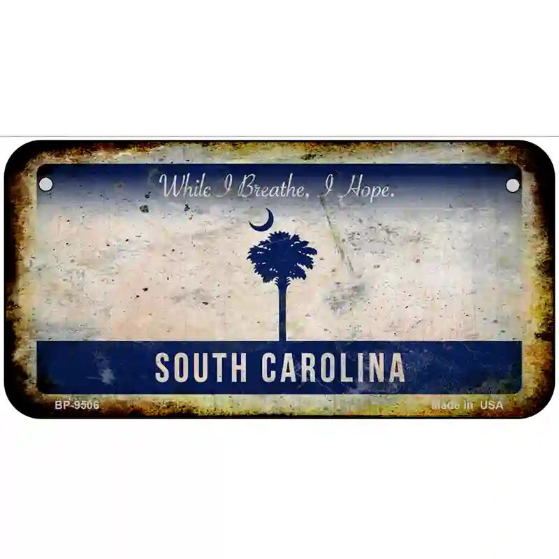 South Carolina Dark Blue Blank Rusty Novelty Metal License Plate 6" x 3" (BP)