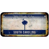 South Carolina Dark Blue Blank Rusty Novelty Metal License Plate 6" x 3" (BP)