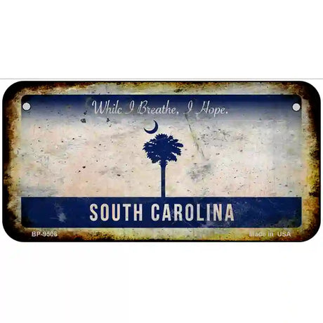 South Carolina Dark Blue Blank Rusty Novelty Metal License Plate 6" x 3" (BP)