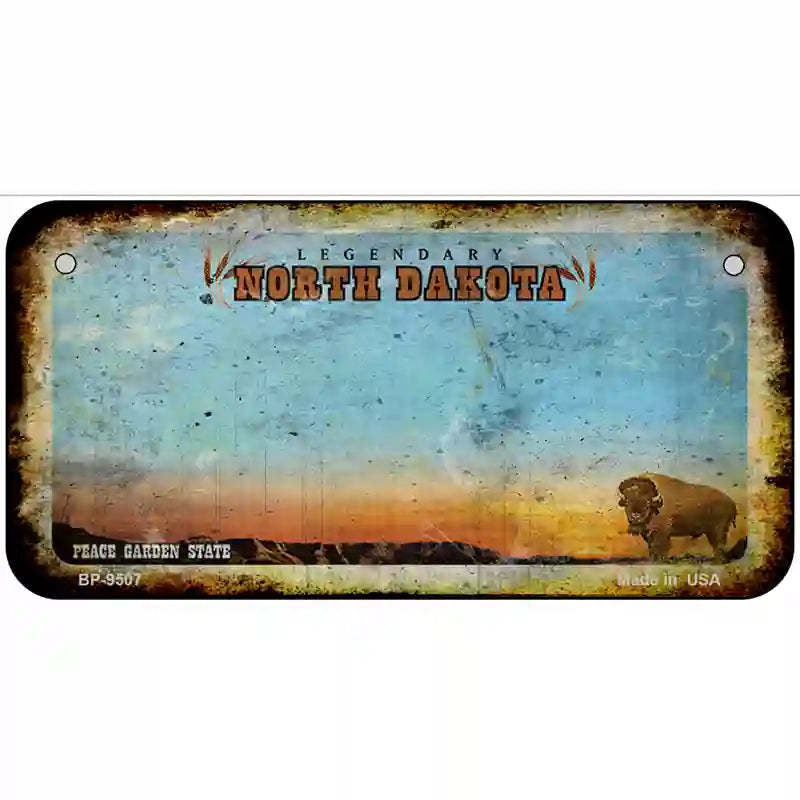 North Dakota Rusty Novelty Metal License Plate 6" x 3" (BP)