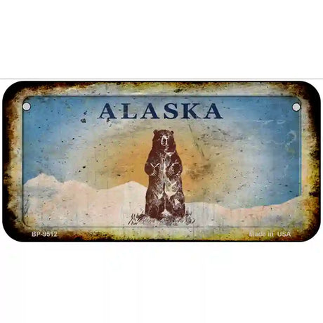 Alaska Bear Rusty Novelty Metal License Plate 6" x 3" (BP)